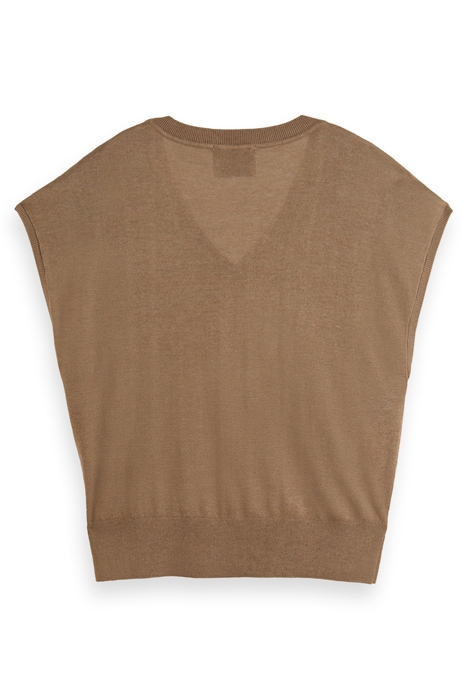 EMBELLISHED SHOULDER V NECK PULLOVER LIGHT ARMY MELANGE 2