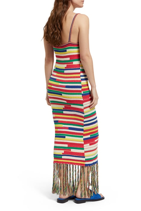 MULTICOLOURED INTARSIA KNITTED DRESS MULTI STRIPE 2