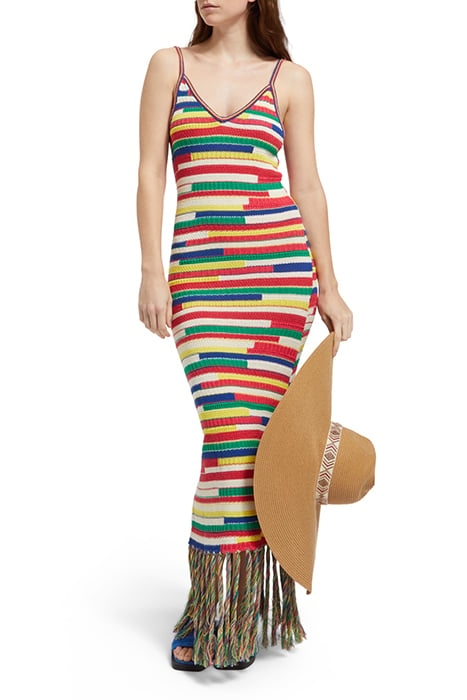 MULTICOLOURED INTARSIA KNITTED DRESS MULTI STRIPE 5