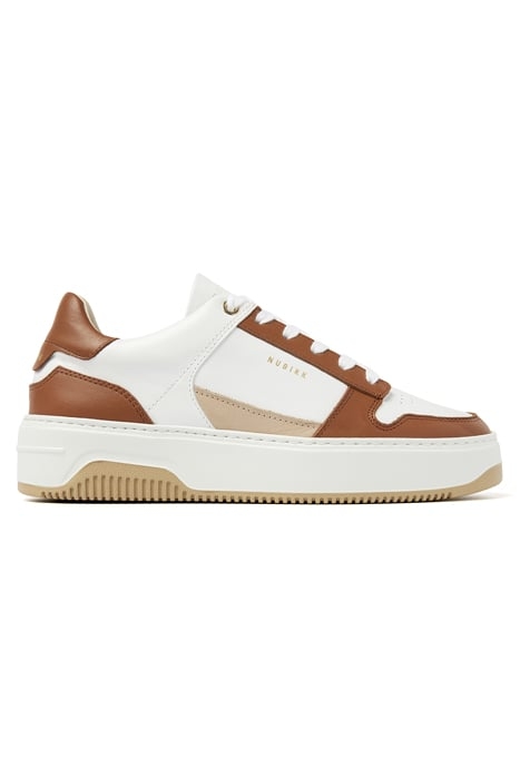 BASKET COURT (L) WHITE LEATHER - BROWN 1