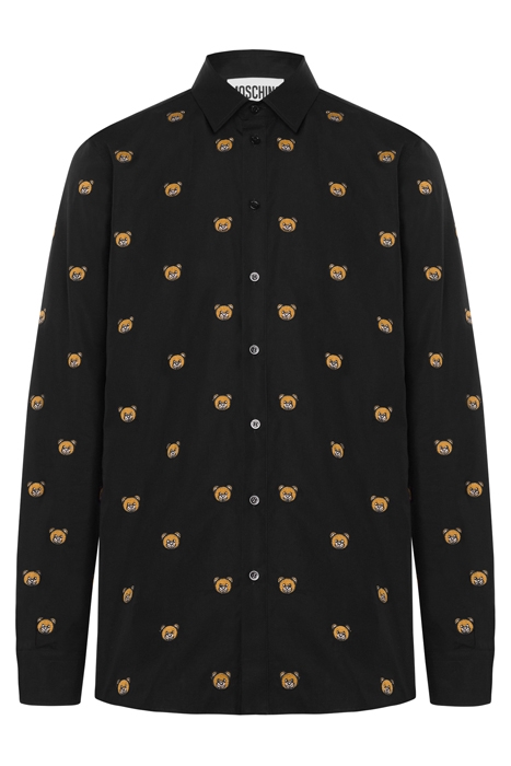 ALLOVER TEDDY EMBROIDERY POPLIN SHIRT BLACK 3