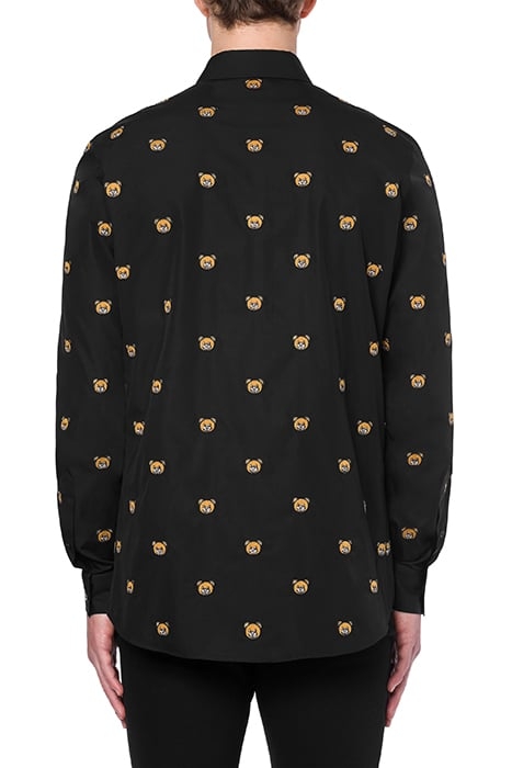 ALLOVER TEDDY EMBROIDERY POPLIN SHIRT BLACK 2