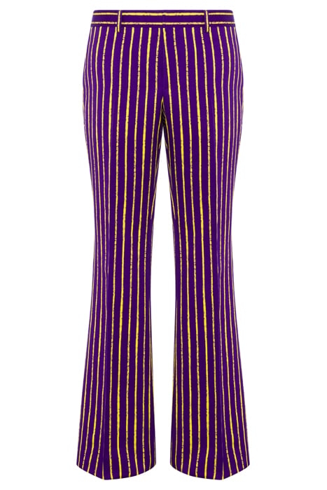 FLARED TROUSERS IN PINSTRIPES PRINT TWILL PURPLE 3