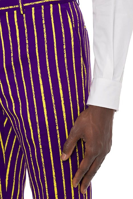 FLARED TROUSERS IN PINSTRIPES PRINT TWILL PURPLE 4