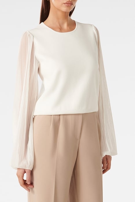 MANDY WOVEN SLEEVE KNIT TOP PORCELAIN 6