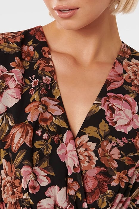 MARIA RUFFLE MIDI DRESS BLACK DELPHI FLORAL 5