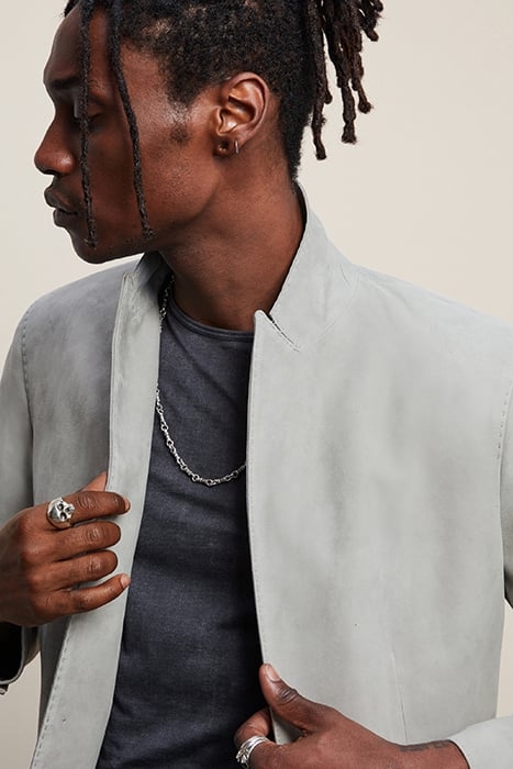 GOAT SKIN TWO BUTTON PEAK LAPEL JACKET W GRIFFIN GREY 2