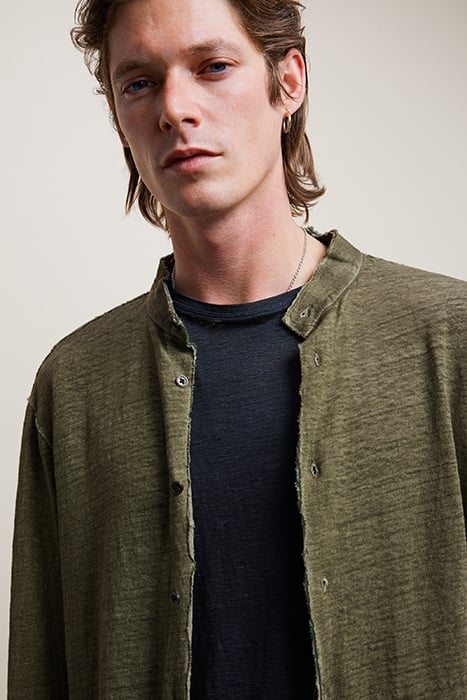 TRINITY REGULAR FIT LS BAND COLLAR SHIRT TURTLE GREEN 2