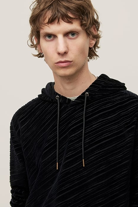LANIER REGULAR FIT LS HOODIE WITH BURN-O BLACK 2