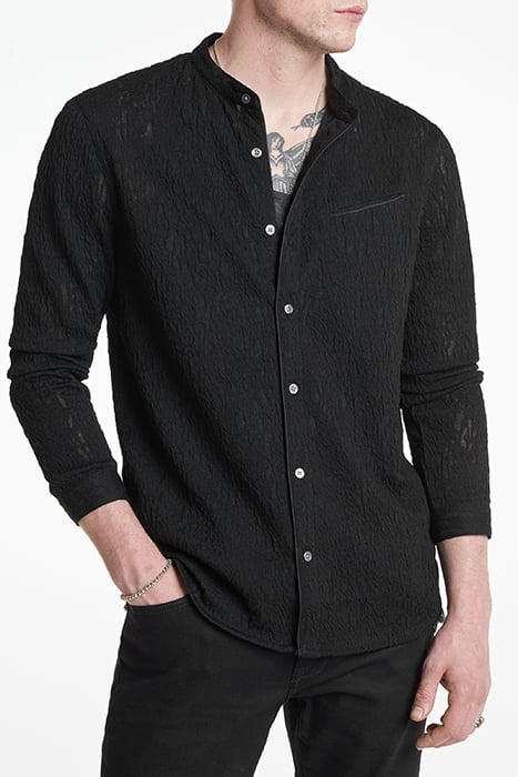 GLENN REGULAR FIT LS SHIRT WITH PIPING D BLACK 1