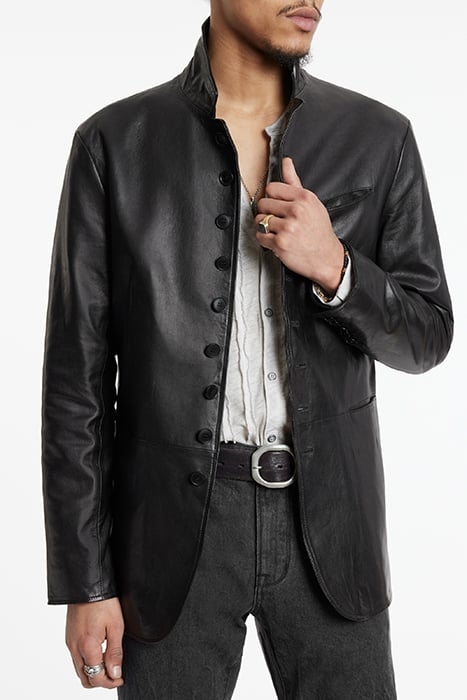 MULTI BUTTON CLOSURE NOTCH LAPEL JACKET BLACK 1