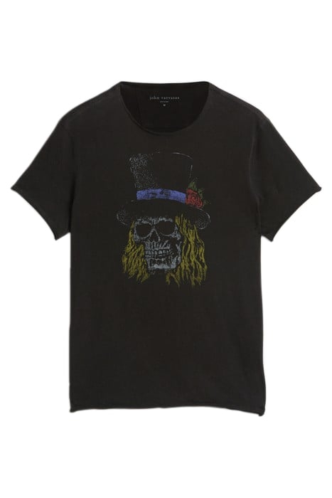 SS RAW EDGE TEE VINTAGE WASH -SKULL TOP BLACK 2