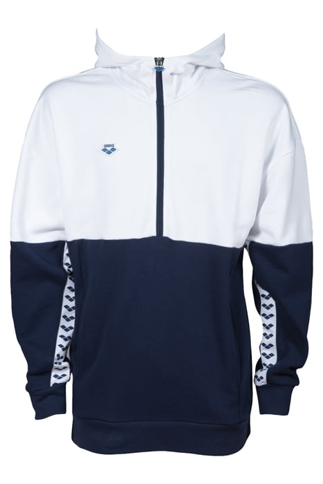 HOODED HALF ZIP PANEL SWEAT TEAM WHITE-NAVY 6