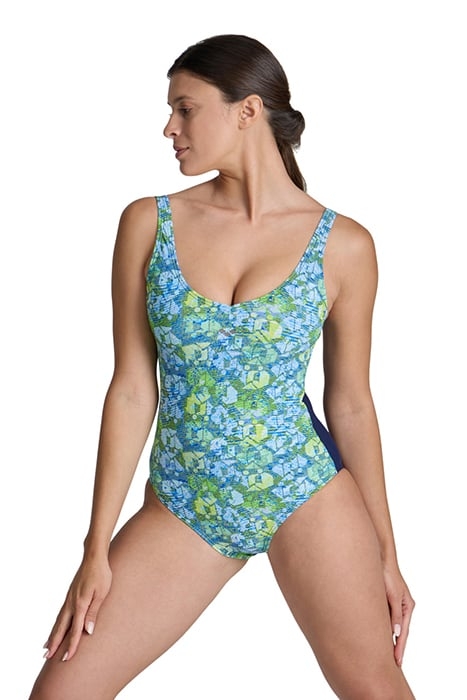 WOMEN'S BODYLIFT CHIARA SWIMSUIT WING B NAVY-SOFT GREEN MULT 1