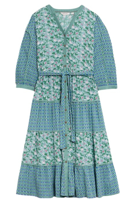 MABEL MIXED PRINTED DRE TEAL PRINTED 1
