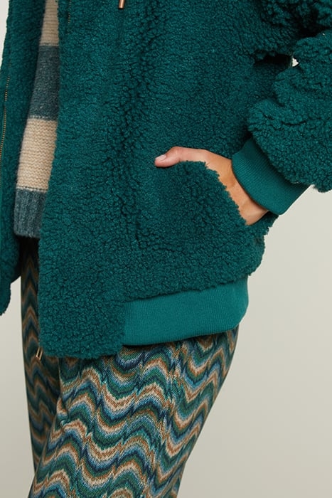 GREEN OVERSIZED HOODED BOMBER JACKET 5