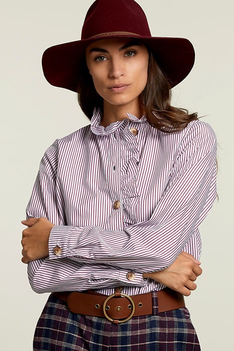 STRIPED BLOUSE RUFFLE COLLAR RED/WHITE 1