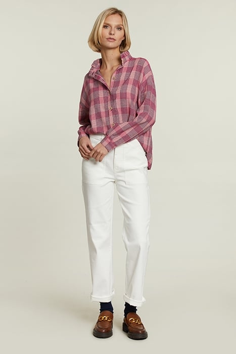 MULTI CHECKED BLOUSE RUFFLE COLLAR 3