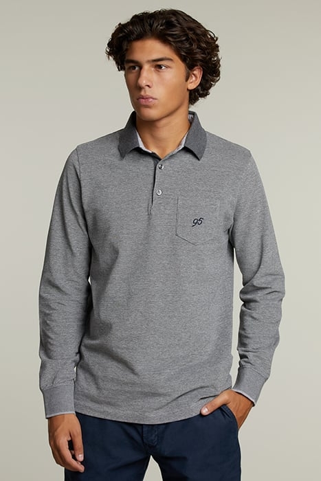 CUSTOM FIT COTTON POLO WITH POCKET GRAPHITE MIX 1