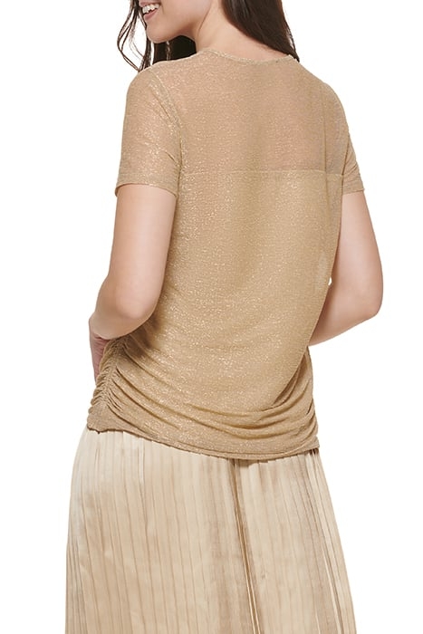 PRINTED MESH S/S TOP METLC GOLD 2