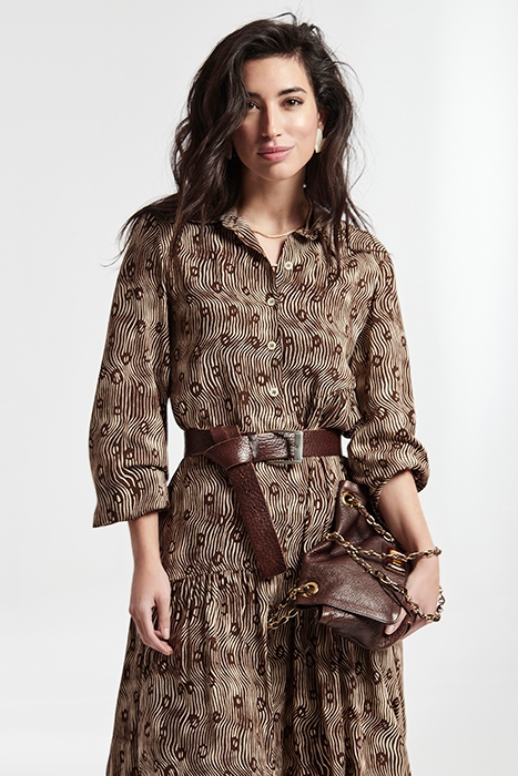 PRINTED VISCOSE TURIN DRESS BROWN 4