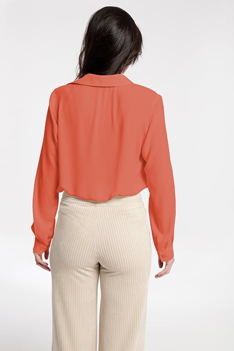 CHIFFON CEROL SHIRT WITH FRONT GATHER ORANGE 2
