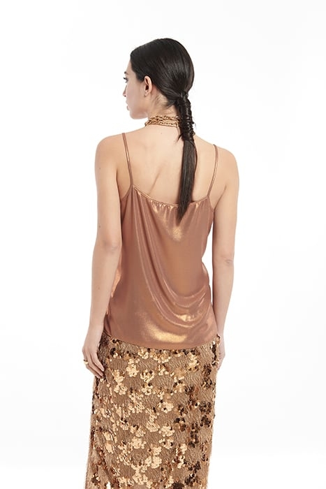 CHIFFON SHINY STRAPPY AURA TOP WITH CHEST DETAIL RUSSET ORAN 2