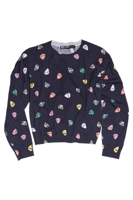 BLACK WOOL SWEATER WITH ELECTRIC BIMBA PRINT 3