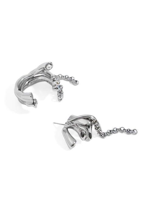 TEXTURED CHAIN CRYSTALS EARRING 2
