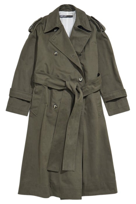 LONG DARK KHAKI TRENCH COAT 3