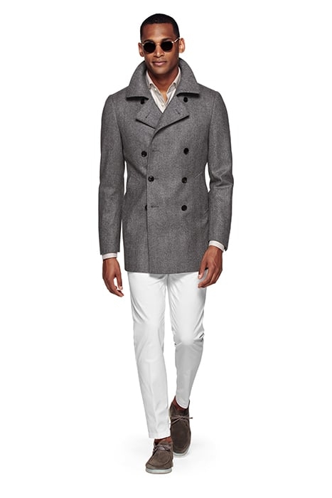 LIGHT GREY HERRINGBONE PEACOAT 3