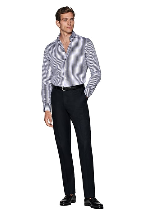 NAVY STRIPED TWILL SLIM FIT SHIRT 3