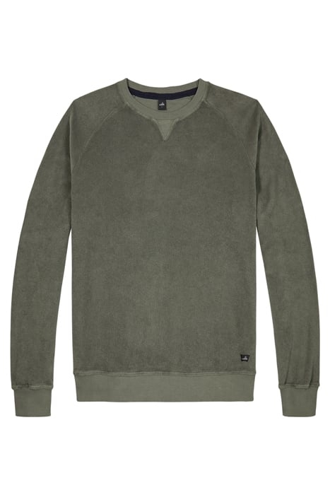 WARREN | TOWELING CREWNECK SWEATER ARMY GREEN 1