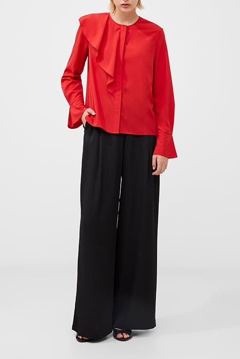 CREPE LIGHT ASYMM FRILL SHIRT RED 1