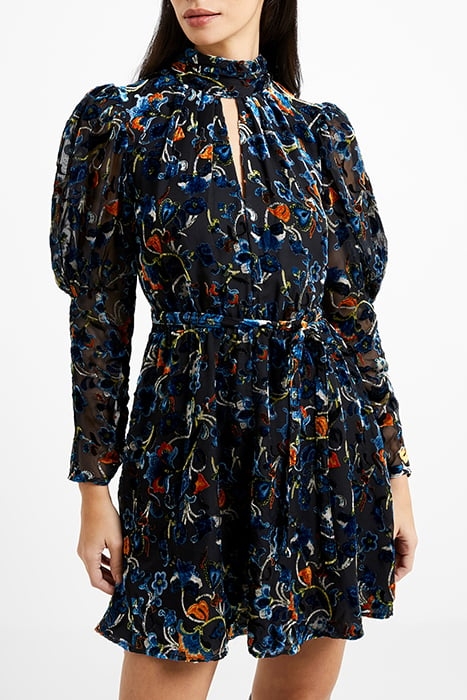 AVERY BURNOUT LS DRESS BLACK 1