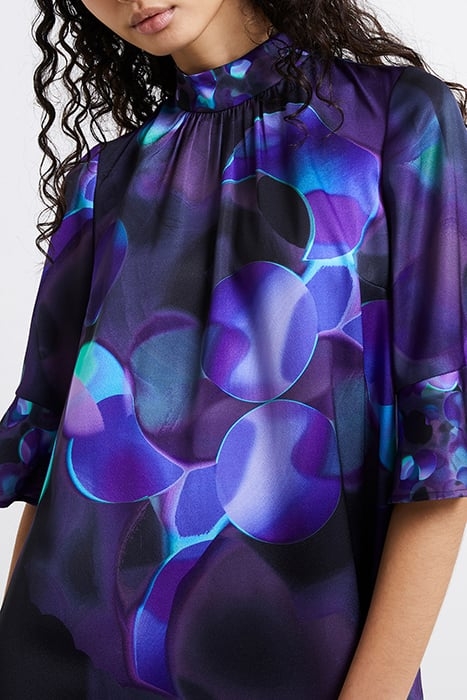 EVA HARLOW FLUTED SLEEVE DRESS BLUE 5