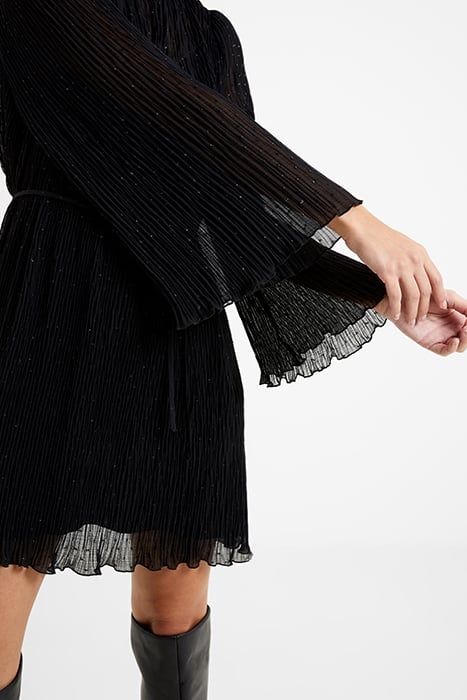CALLIE PLEATED LUREX DRESS BLACK 4