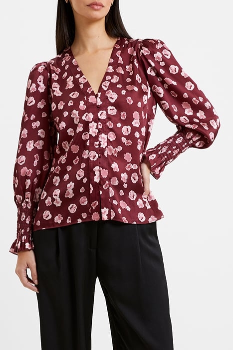 BRONWEN ALEEYA SATIN LS V NK BROWN 1