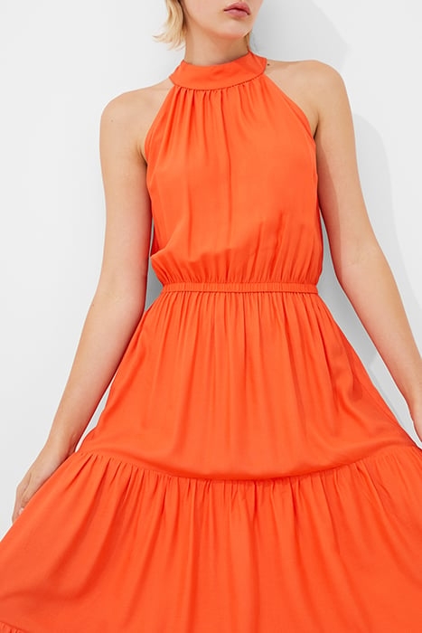 HALTER VISCOSE TIERED DRESS YELLOW 4