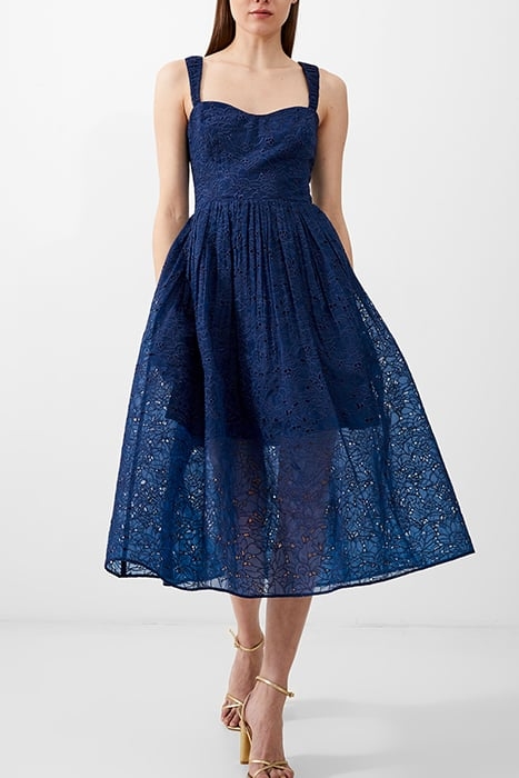 EMBROIDERED LACE STRAPPY DRESS BLUE 1