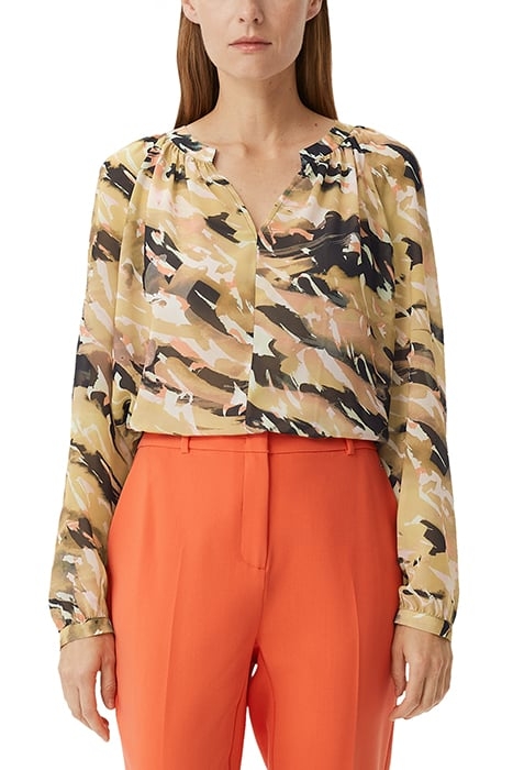 COMMA BLOUSES BROWN AOP 1