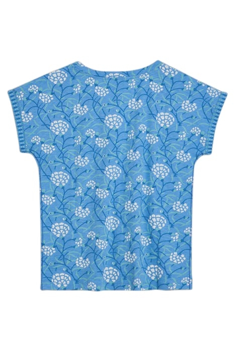 NELLY NOTCH NECK TEE BLUE PRINTED 2
