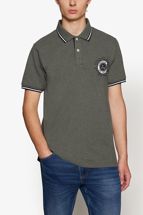 LUCASSI BADGE POLO FULL GREEN MELANGE 1