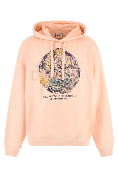 GUESS ROUND LOGO HOODIE SWEATS PEACH SKY 4