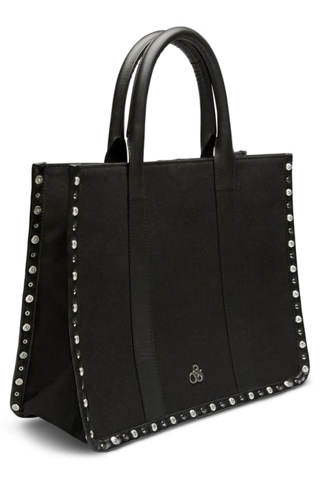 CANVAS SHOPPER WITH STUDS AND LEATHER TRIMMING EVENING BLACK 5