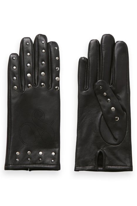 STUDDED PERFORATED LOGO GLOVES EVENING BLACK 1