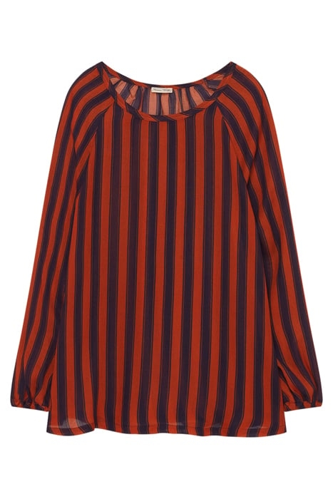 U COLLAR LONG SLEEVES TOP RAYURES BRUN NAVY 4