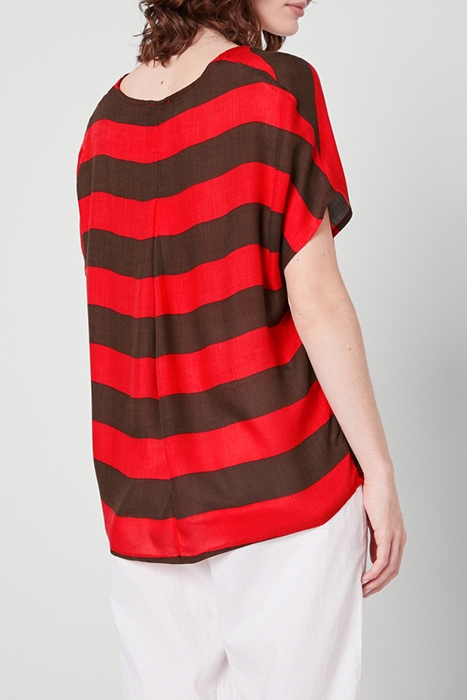 V COLLAR WITHOUT SLEEVES PRINTED TOP MARINIERE MARRON ROUGE 2