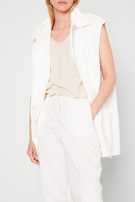 SLEEVELESS JACKET WITH SHIRT COLLAR BLANC 1