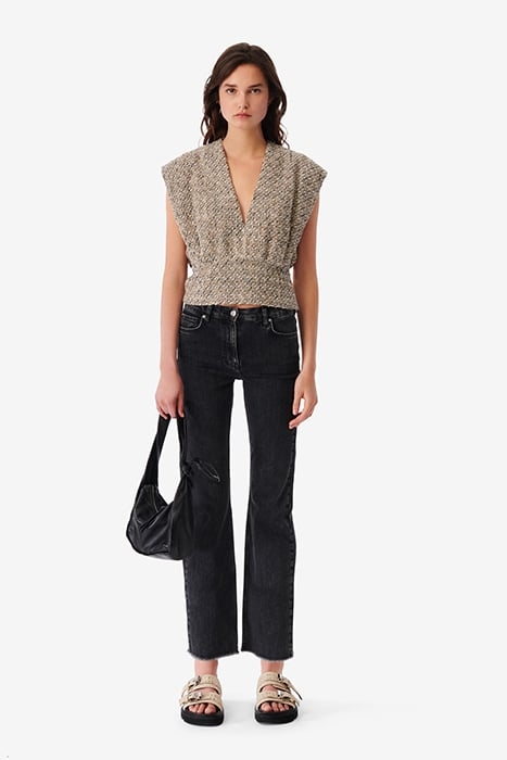 GLENA TANK TOP IN ECRU/BLACK 2